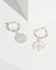 Silver Compass Huggie Hoop Earrings